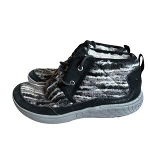 Merrell Pechora Mid Boots Womens SZ 6.5 Lined Black Gray Warm Shoes